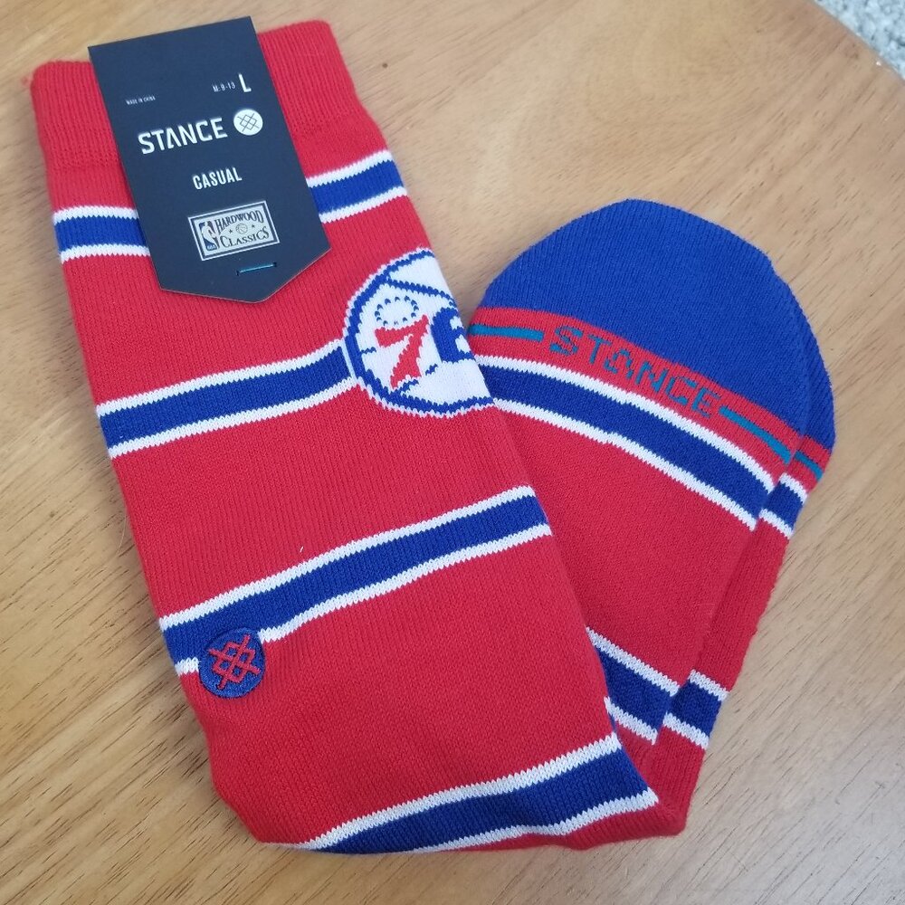 Philadelphia 76'ers Crew Socks NBA Basketball Men's Large